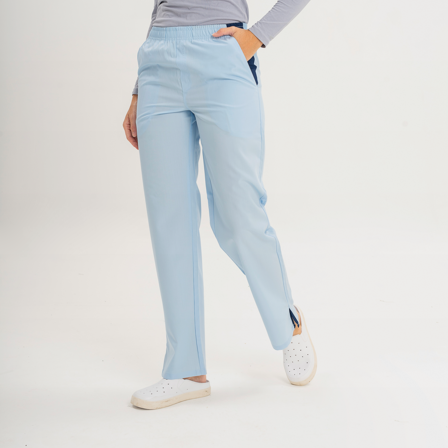 Pantalon Poly classic celeste con azul (mujer)