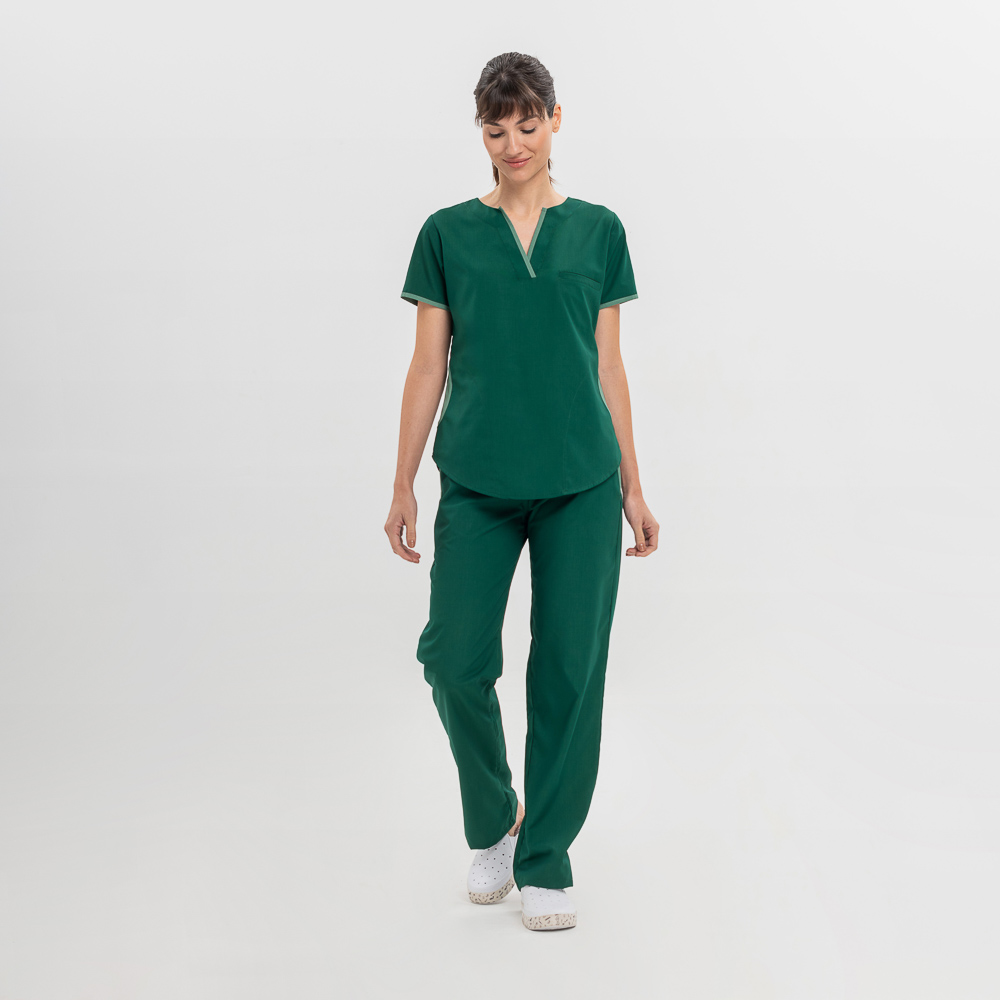 Ambo Tefi Poly wide verde ingles con verde oliva